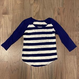 Express Blue and White Striped 3/4 Sleeve Tee - Size S